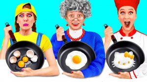 Кулинарный Челлендж# Я против Бабушки # Забавные Лайфхаки с Едой