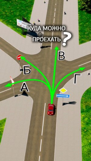 Куда можно двигаться на перекрёстке?