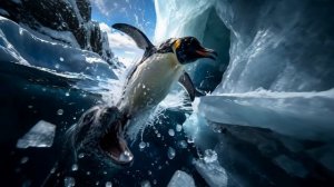 Rescatando a un pingüino rápido y ágil de un monstruo marino.
