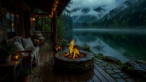 Отдохните на Уютной Веранде во Время Сильного Дождя - Нежный Костер и Звуки дождя для Глубокого Сна