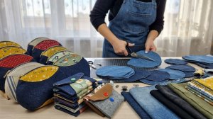 ✂️ РЕЖУ 100 КРУГОВ ИЗ СТАРЫХ ДЖИНСОВ… ШЬЮ КОШЕЛЬКИ И КОСМЕТИЧКИ, ПРОДАЮ ВСЁ ЗА ДЕНЬ!