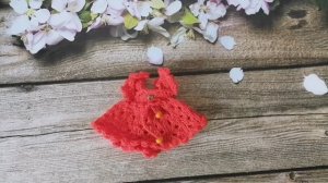 Вяжем апельсиновое платье для куклы 14 см