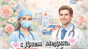С днем медика – красивая музыкальная открытка с поздравлением. Душевные слова