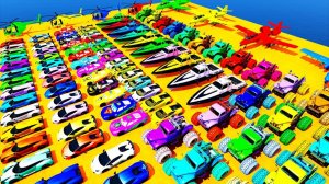 GTA V Человек-паук: Мега-Рамповые лодки, машины, велосипеды с Тревором и его друзьями
