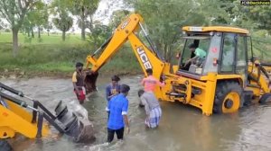 JCB 3DX 3 vs 6 Clown Drivers and Helpers Enjoyable Washing in River jcb video [get.gt]