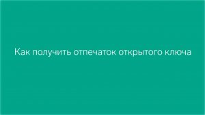 Как получить отпечаток открытого ключа