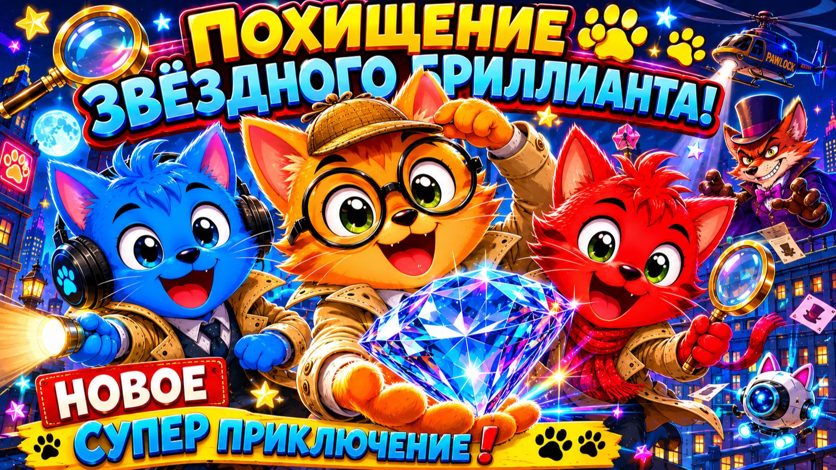 Мультики для детей. Яркие Мультики. Детские мультики.Коты-Детективы и Бриллиант