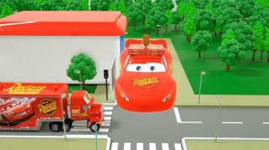 Учим цвета с помощью мультфильма Тачки 3 Маккуин, Макк Трак — Колеса застряли в воде