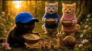 Три котенка и грибная миссия | Еда для всех лесных друзей 🍄