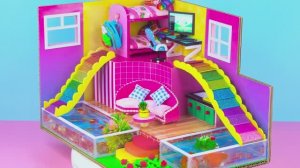 Удивительный мини-дом своими руками! 🏡 Настоящий аквариум с рыбками и радужный холл из картона