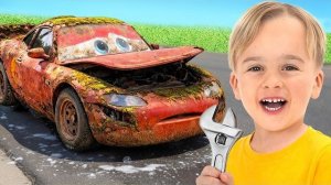 ВЛАД И НИКИ  НАШЛИ И ВОССТАНОВИЛИ НАСТОЯЩУЮ МОЛНИЮ МАККВИН! 🏎️🛠️ В Реальной Жизни