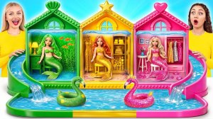 Строим Удивительный Кукольный Домик для Русалки # Бедная vs Богатая vs Гига Богатая Челлендж
