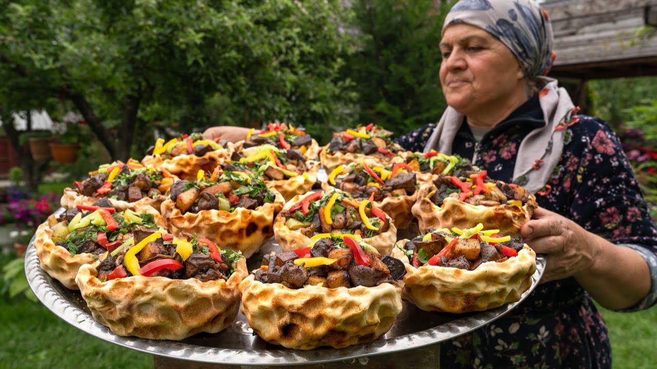 Хлеб с Бараниной Запеченный на Камнях.  Древняя Кулинария на Горячих Камнях