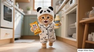 Имбирь хочет конфет, но мама-кошка говорит «нет», бабушка-кошка готовит полезные фруктов