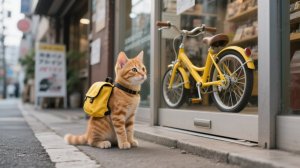 У бедного котёнка нет велосипеда, мама-кошка подбирает для неё старый велосипед 😿❤️