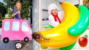 Приключение в здоровом фруктовом магазине! 🍌 Гигантский банан и розовый питахай