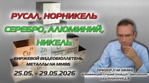 РУСАЛ, НОРНИКЕЛЬ | СЕРЕБРО, АЛЮМИНИЙ, НИКЕЛЬ | БИРЖЕВОЙ ВИДЕОБЮЛЛЕТЕНЬ МЕТАЛЛЫ С 25.05 ПО 29.05.26