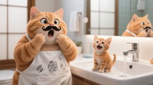 Рыжий котенок снова проказничает — на этот раз с макияжем мамы-кошки! 😹💄
