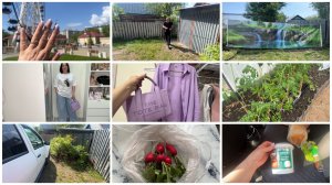 НА ДАЧЕ🌸ПОСАДИЛА ЦВЕТЫ 🤪ФОТОСЕТКА🥅ДЛЯ ЗАБОРА🫜ВЫРОСЛА РЕДИСКА 👜ЛЮБИМАЯ СУМКА💅НОВЫЙ💅