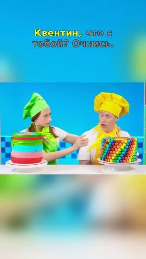 Яркое кулинарное шоу с поварами в зеленых и желтых шляпах, готовящими еду на экране телевизора