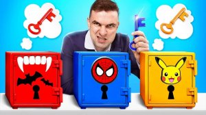 Экстремальные прятки в коробках челлендж! Уэнсдей Аддамс и вампир против Spider Man’a и Русалочки!