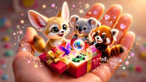 Маленькие милые животные на ладони и подарки 😍😊 Невероятно приятная ИИ-анимация как Мультики!