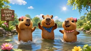 Капибары танцуют в воде — весёлая песенка для малышей | летняя музыка для детей | музыка для танцев