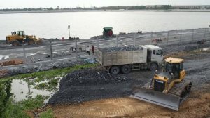 EP34.Successful Complete 100_ Processing 60m Road Widening By Dozer And Dump Trucks Unloading Stone