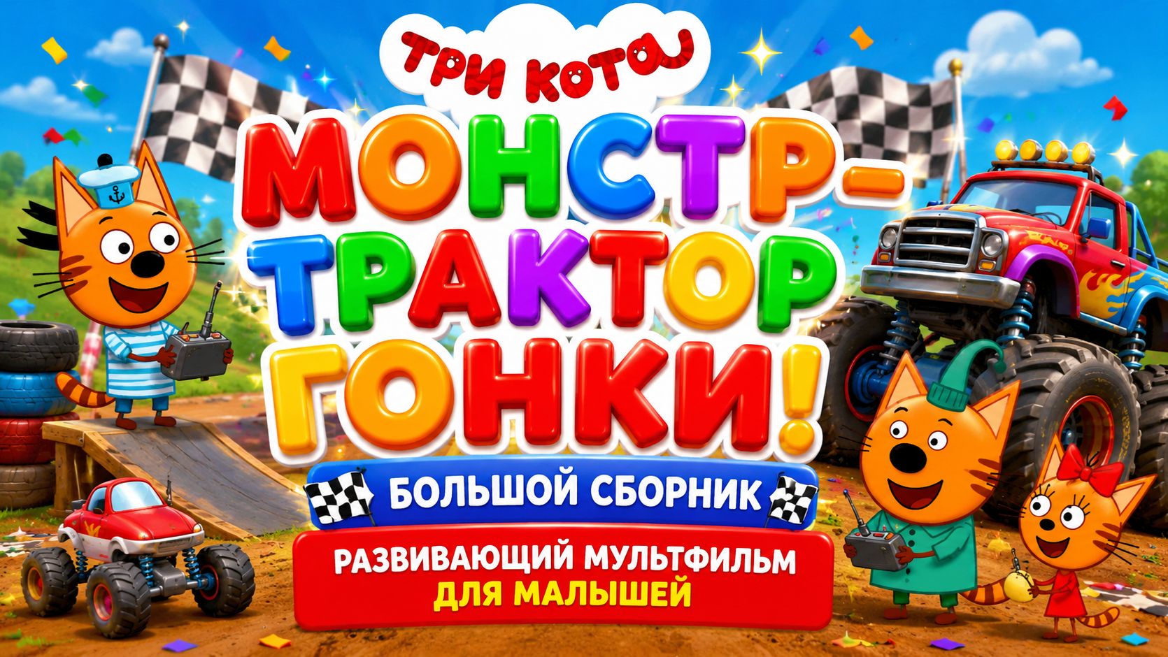 Три Кота — Монстр-трактор  гонки! 🚜🏁 Большой сборник ✨ Развивающий мультфильм