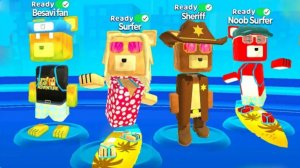 Команда серферов играет в прятки в черепашьем городке в Super Bear Adventure🐻