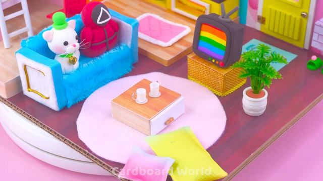 Как сделать уютный розовый дом из картона своими руками 🏡 Успокаивающий DIY крафт