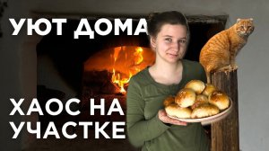 Тихое деревенское утро | печем пирожки |  поездка в город | сделали дровник для старых досок.