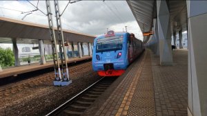 Необычный поезд ЭД4МКМ АЭРО-0006 «Т2» прибывает на станцию Верхние Котлы(Павелецкое Направление)