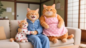 Мама-кошка заболела 💔, рыжий котёнок перезванивает папе-коту 📞🏠