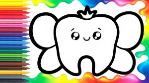 Мультик для детей-Как нарисовать милый зубик для детей