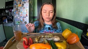 Мукбанг/Картошка с курицей в духовке/Еда/Вкусная домашняя еда