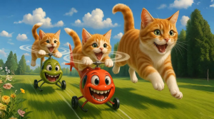 Игривые кошки катаются на забавных игрушках - счастливое приключение