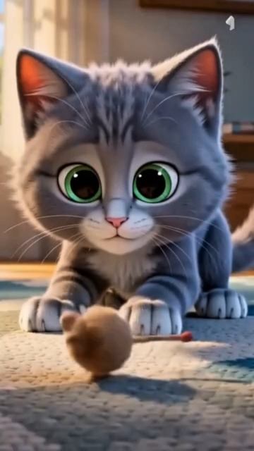 Котенок учится. Забавная охота
