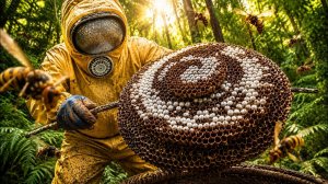 Как вытащить гнездо гигантского шершня из глубины леса.