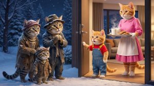 🐱 От любви к теплу: Кошка и котенок вяжут шарфы и делятся молоком с бездомными кошками 💖✨ Мультики