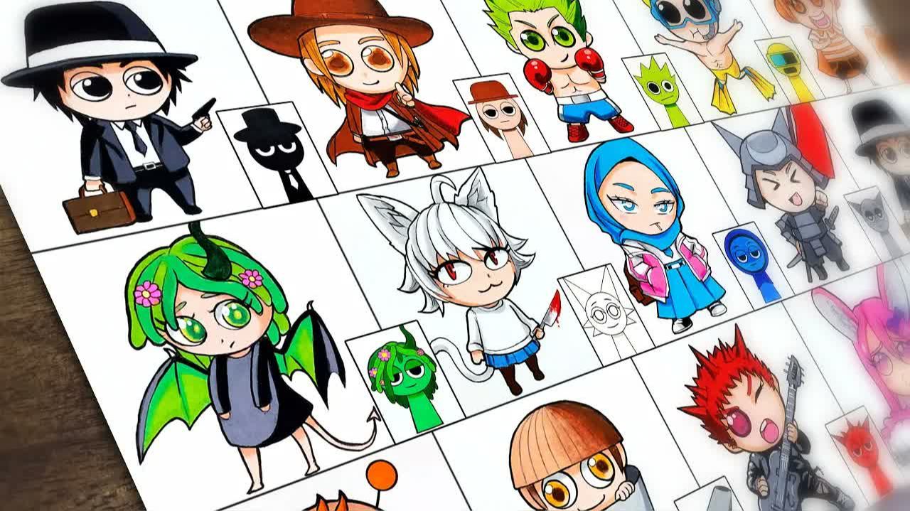 Рисуем Incredibox Sprunki в стиле чиби-аниме смотреть онлайн