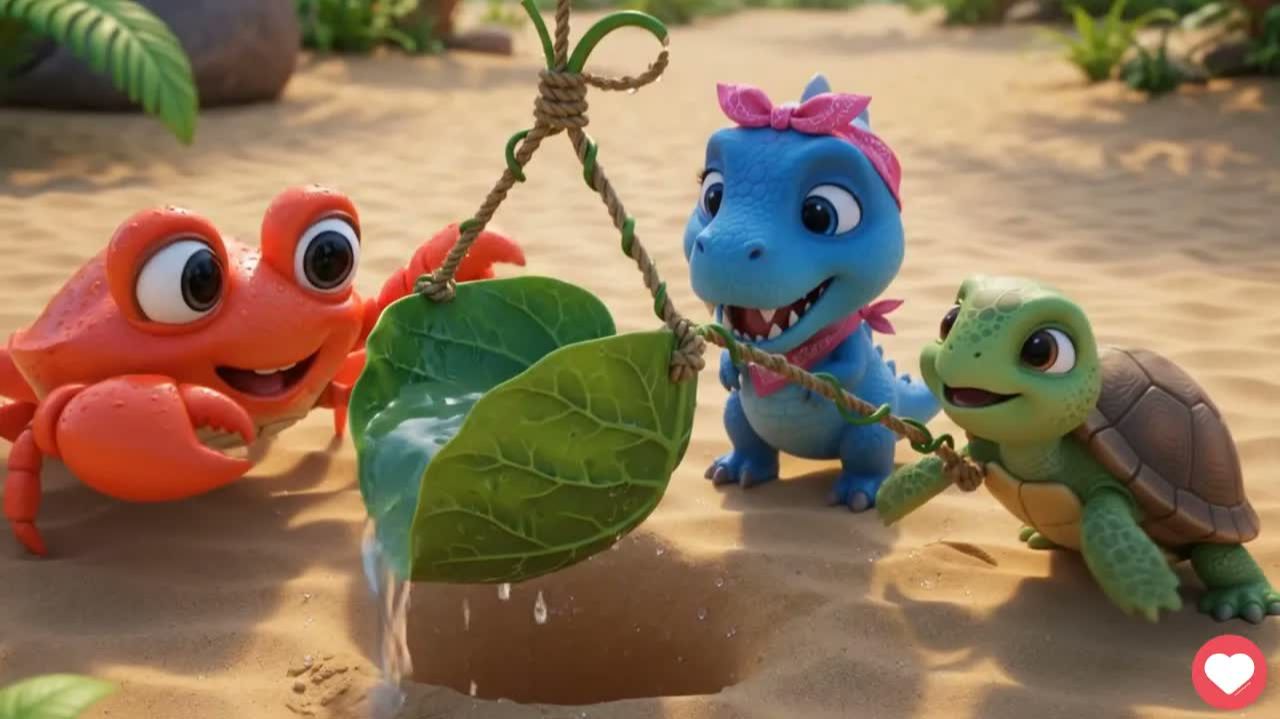 ДИНО, КРАБ И МАЛЫШ：ПРИКЛЮЧЕНИЕ ЗА ВОДОЙ В ОАЗИСЕ ПОСРЕДИ ПУСТЫНИ🦕