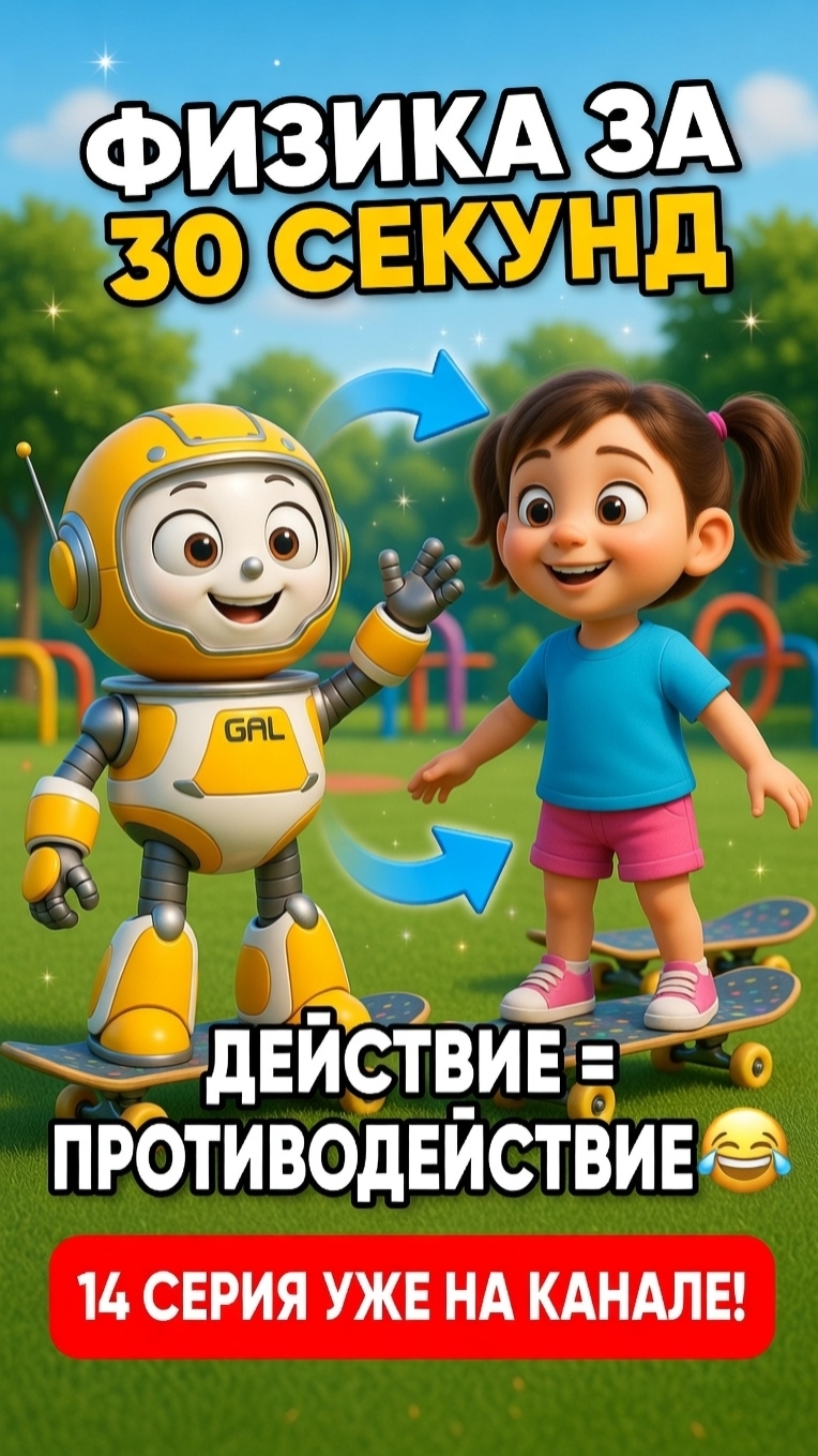 Физика за 30 секунд — ДЕЙСТВИЕ И ПРОТИВОДЕЙСТВИЕ! Бип и Лиза на скейтах + ракетный шарик 😂 #Shorts