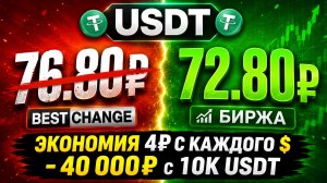 Купить USDT на 4₽ дешевле любого обменника легально из РФ