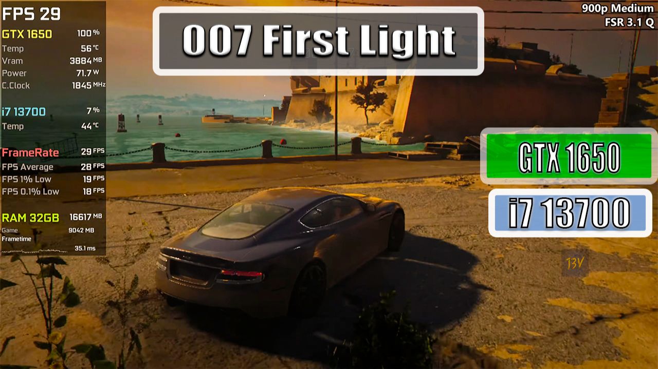 Gtx 1650   007 First Light - 4K, 1440P, 1080P, 900P, 720P, Fsr 3.1 - Low, Medium
