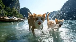 Отважная мама-кошка и два котенка спасают раненую корову - реалистичное спасение на ферме
