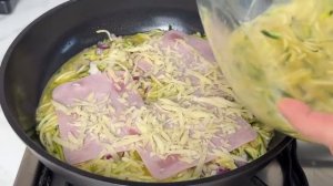 Просто натрите кабачки и добавьте Яйца! Быстрая Запеканка на сковороде! 😋 БЕЗ МУКИ!