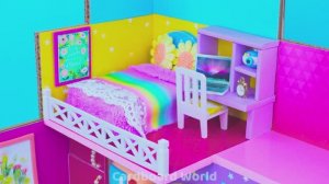 Строим РОЗОВЫЙ ДОМ-МЕЧТУ из картона! 💖 Радужная лестница и секретные комнаты внутри 🌈