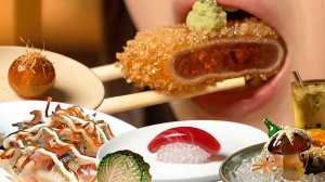 Японские блюда из стекла: суши, темпура, окономияки... 🍱✨ АСМР 🍜 готовка традиционных блюд Японии