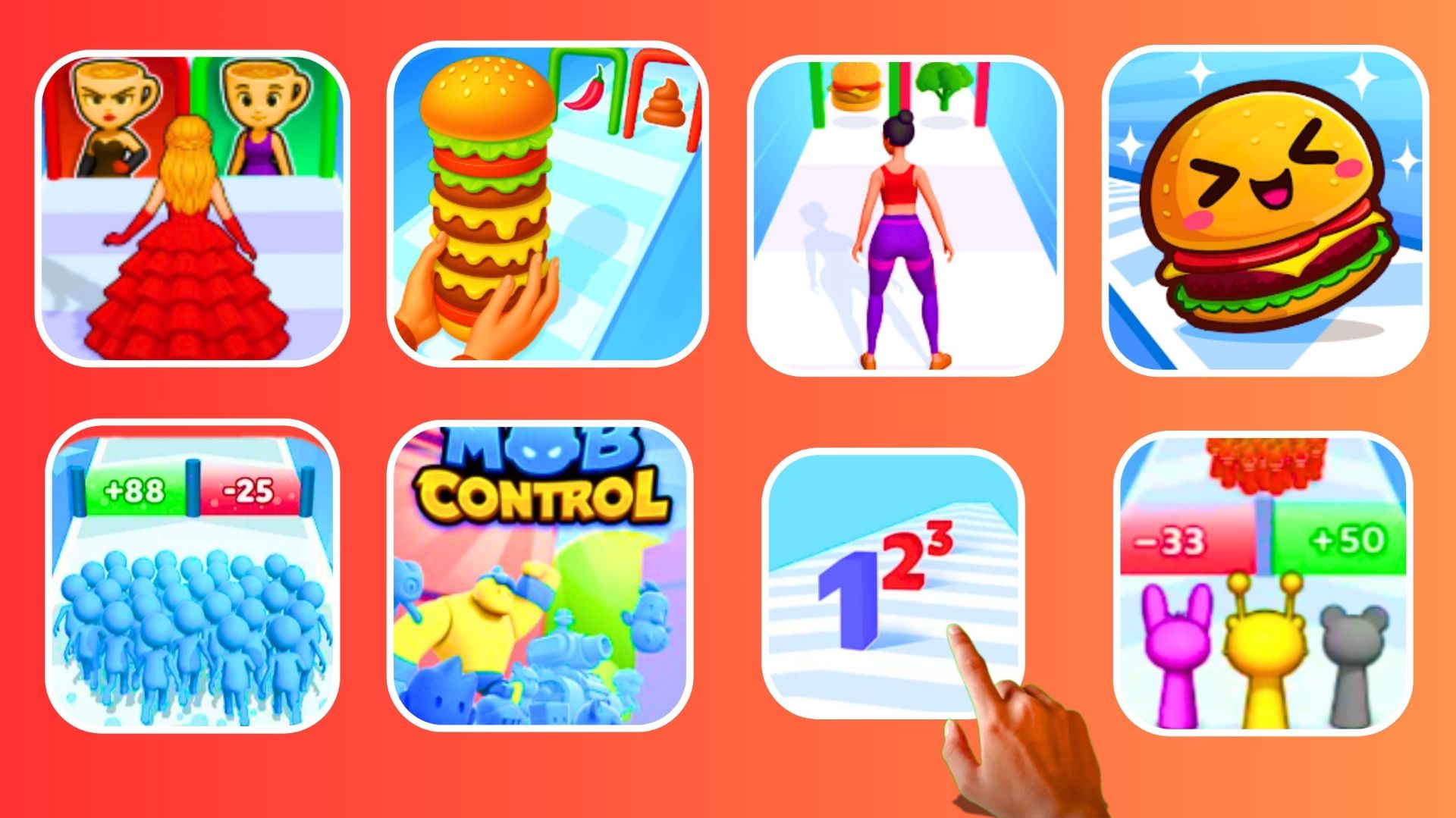 Build A Doll & Mob Control & Twerk & Food Run & Count Master & Burger Master & SPRUNKI